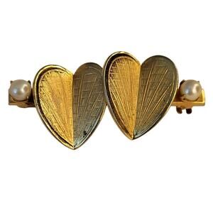 VTG Giovanni Heart Brooch w/Pearls Signed Gold